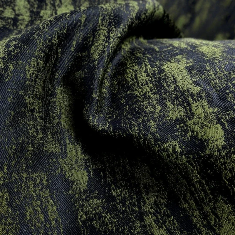 

Wild Moss Black Background Green Dark Pattern DIY Jacquard Fabric Countryside Style Dress Handcrafted Designer Fabric