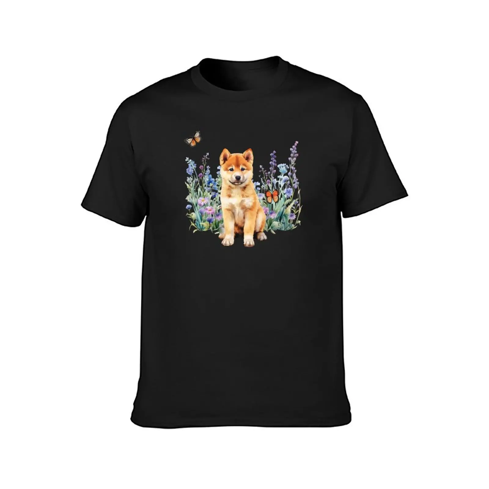 Akita Inu Puppy Spring Flowers T-Shirt customs boys whites oversized boys animal print tshirts for men