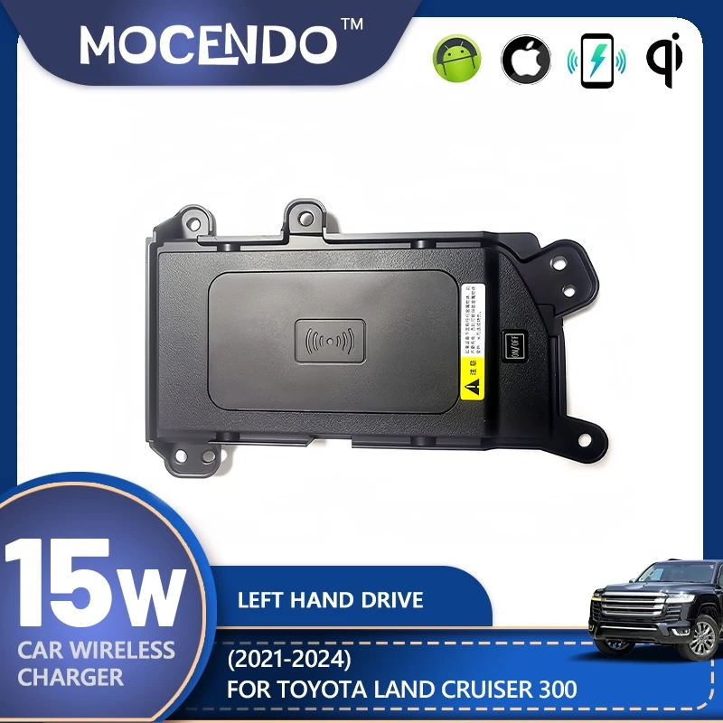 Car Wireless Qi Charger for Toyota Land Cruiser LC300 2021-2024 LHD Wireless Mobile Charger Fast Charger Charging Plate