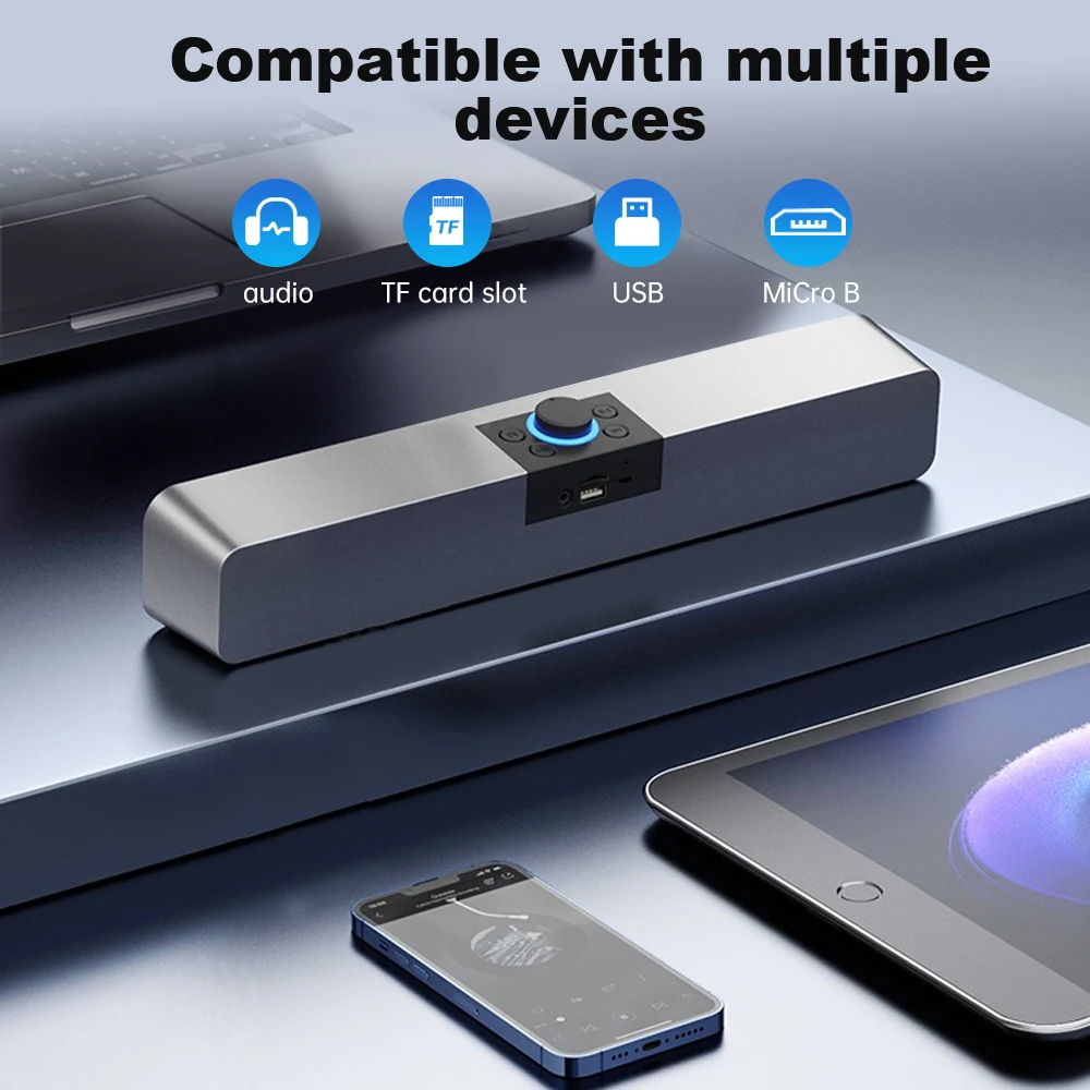 Bluetooth Speaker HD Sound Portable Playback AUX TF Card and USB LED Light Speaker Bluetooth 5.3 Wireless Loud Speaker Amplified