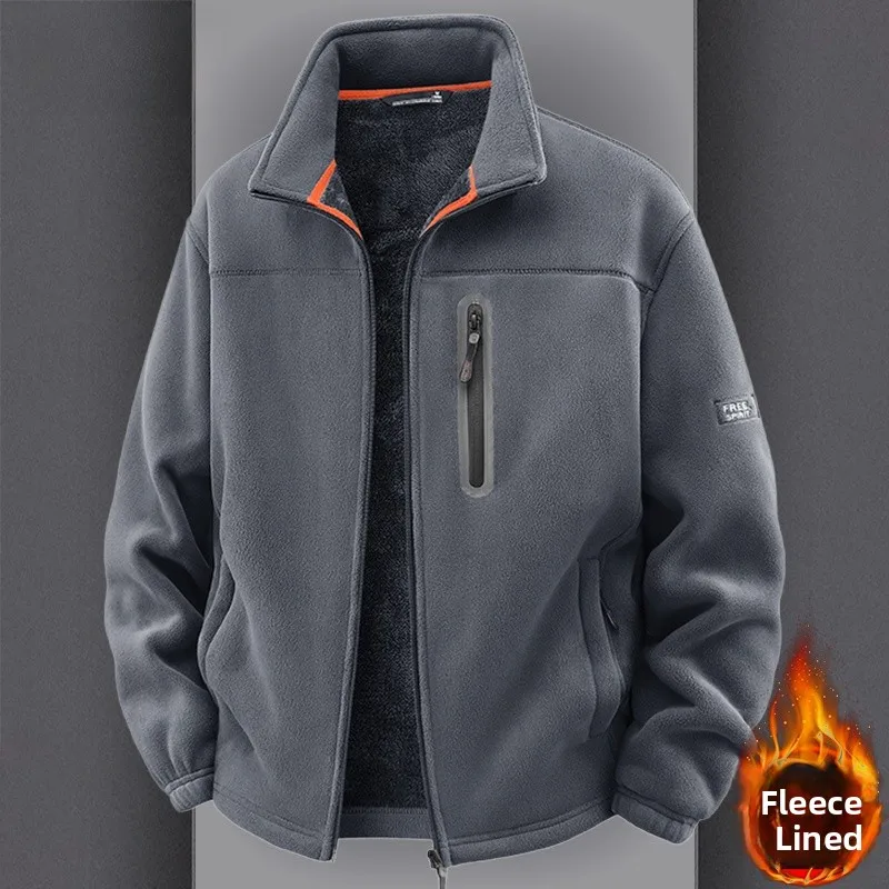 

Новая мужская толстовка-кардиган на молнии, верхняя одежда из флиса, осенне-зимняя, большого размера, свободного кроя, утепленная, теплая, с воротником-стойкой, ветрозащитная