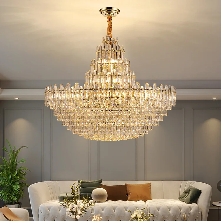 Modern light luxury crystal lamp living room chandelier Simple luxury villa lamps Minimalist dining room bedroom chandelier