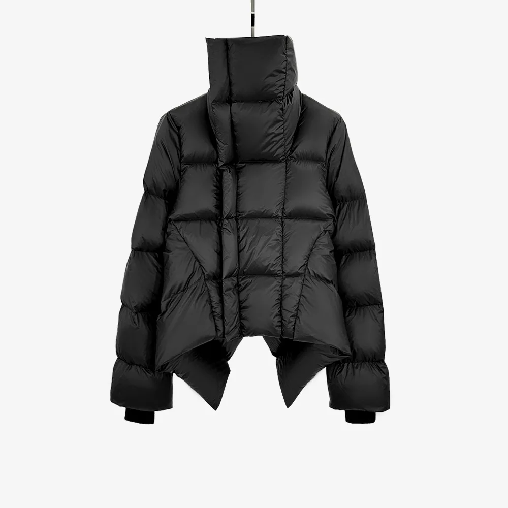 High Street RO Style Down Jacket Women's Autumn and Winter Dark Style White Duck Down Fluffy High Neck Tailcoat Down Jacket