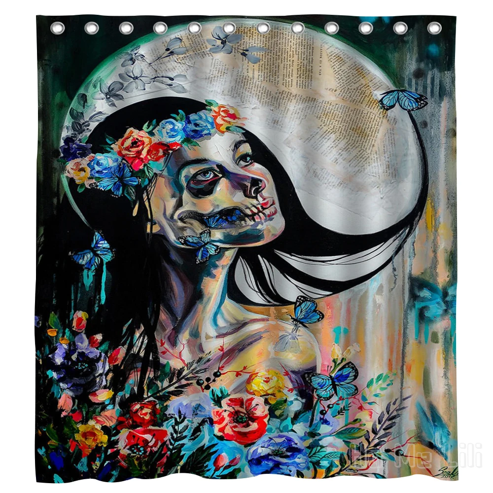 Creepy Portraits Of Women Decor Waterproof Bathroom Curtain Decorations