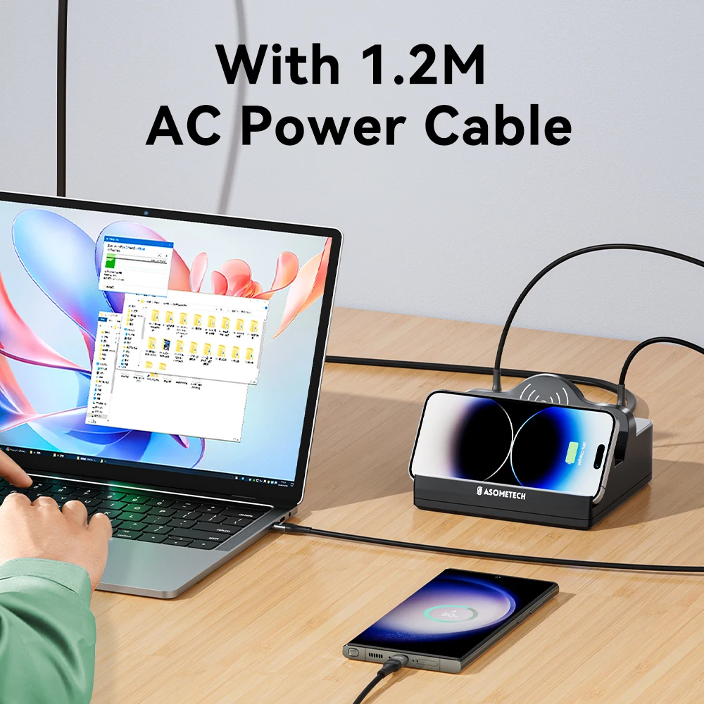 110W 6 Port USB Charger Station Dual Fast Wireless Charging Type C QC3.0 PD3.0 65W Quick Charge For iPhone Xiaomi Samsung Laptop