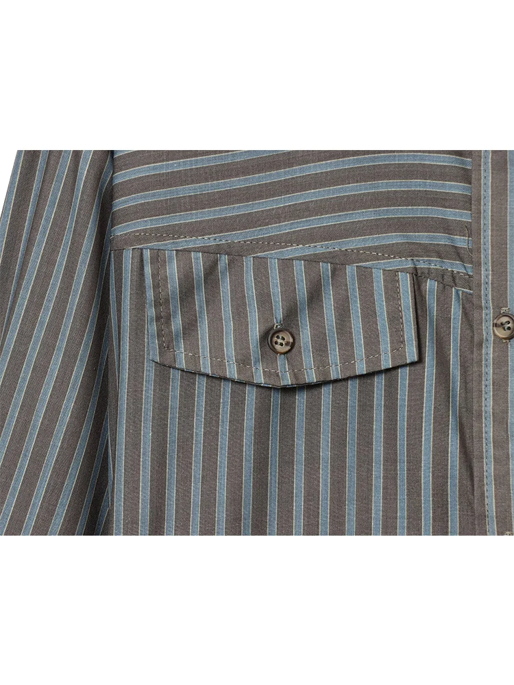 TFMLN новые женские полосатые рубашки для поездок на работу, повседневные рубашки с лацканами и карманами, весенне-осенние модные уличные женские рубашки