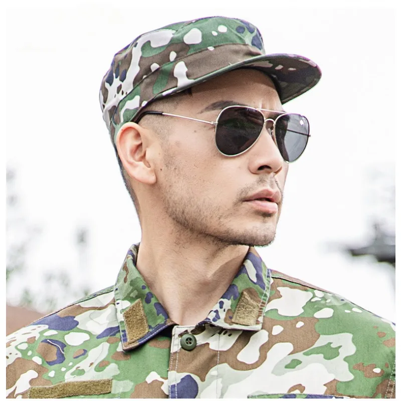 Camouflage Hat Shade Breathable Velcro Adjustable Extension Training Elementary School Summer Camp Military Training Soldier Cap