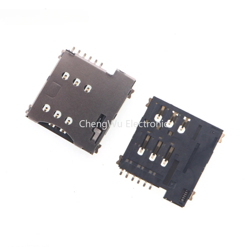 5pcs SIM Card Slot Micro SIM 6P 6-Pin Card Holder Adapter Connect Use for Phone Self Push Type PUSH Mobile Card