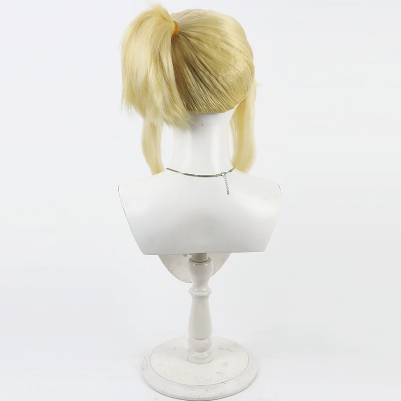 Grave Cosplay Wig Nikke Goddess of Victory Yellow Short Synthetic Hair Heat Resistant Halloween Role Play Party + Free Wig Cap view 5