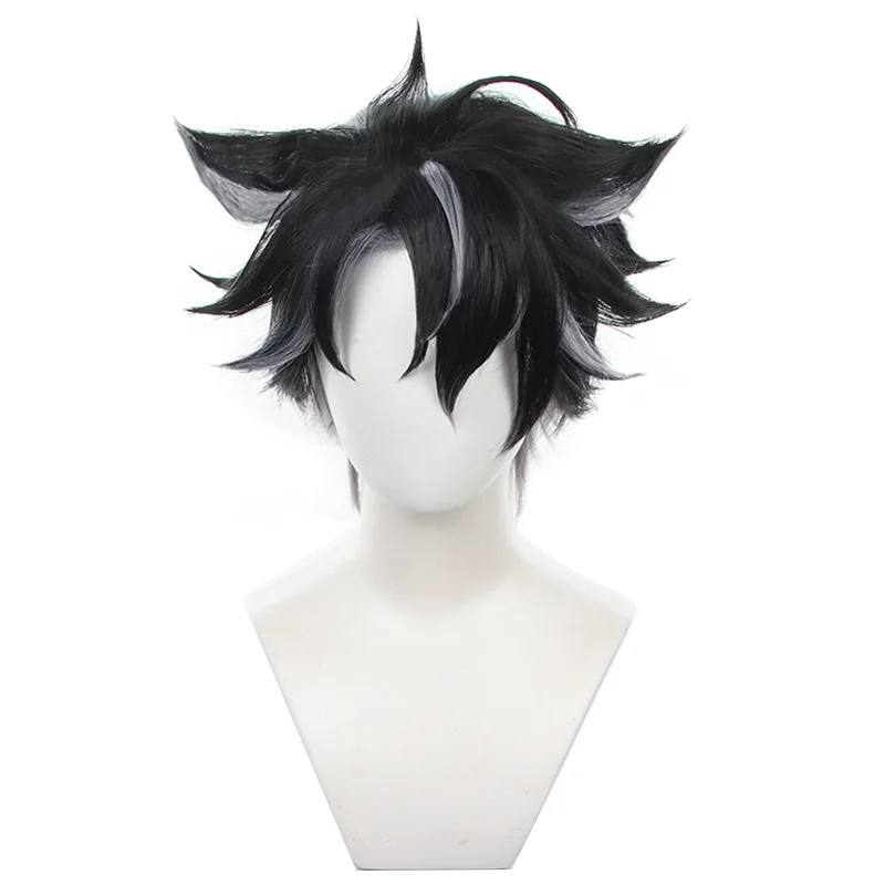 Wriothesley Cosplay Pruik Impact Cosplay Anime Kostuum Prop Mixed Color Pruiken Hittebestendig Synthetisch Haar Pruik Cap Voor Mannen