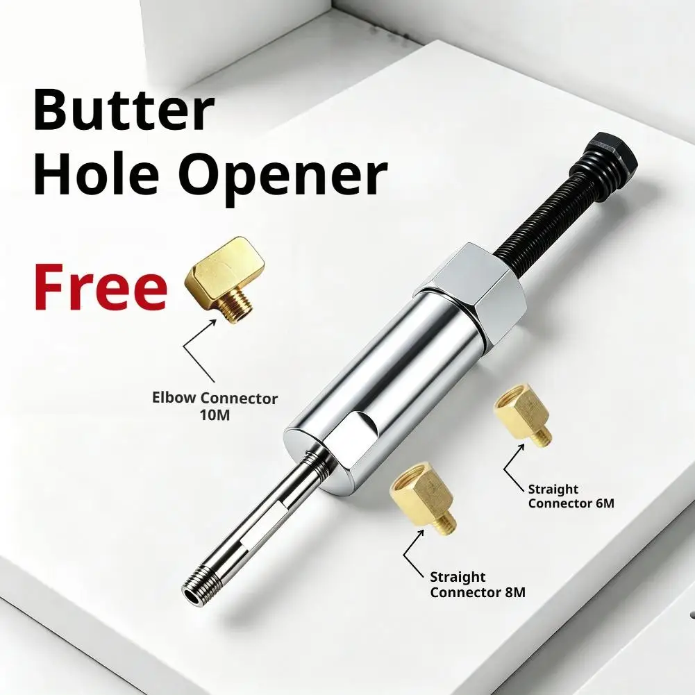 Butter Unclogging Tool With 6M 8M 10M Reducer Connectors Metal Unblocking Repair Tool For Grease Gun Nozzle Cleaning