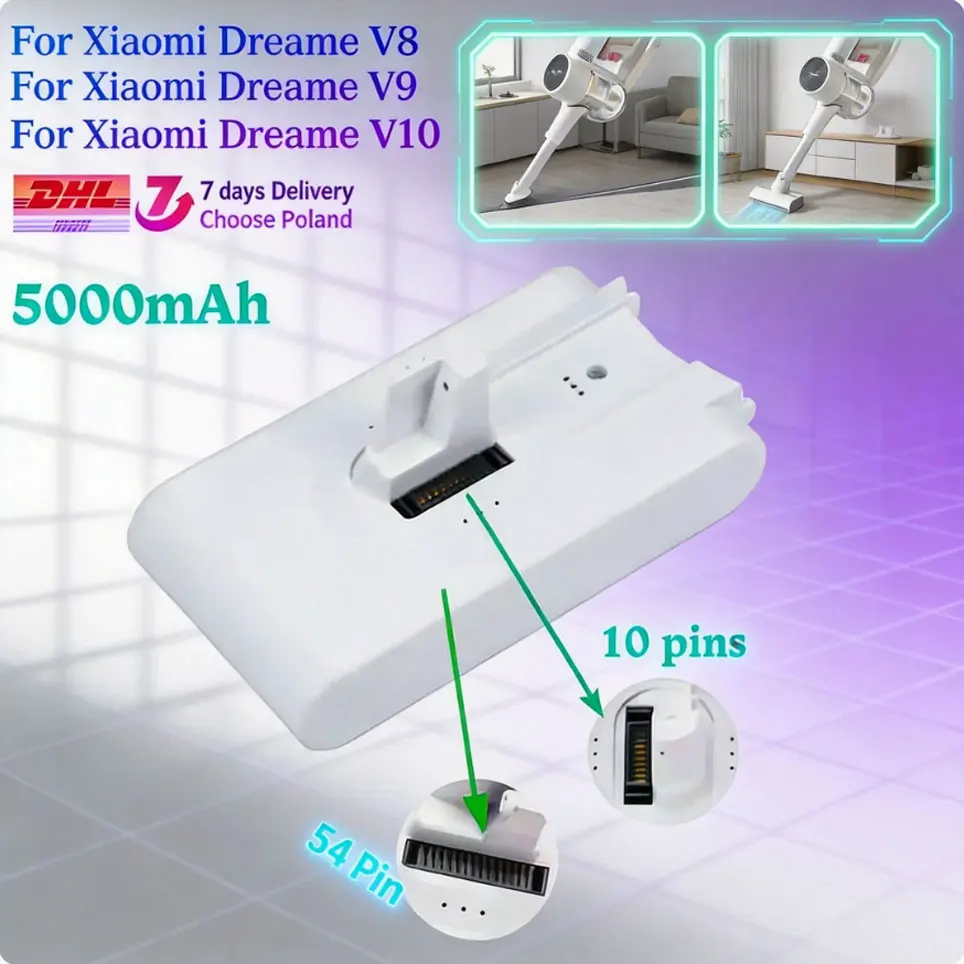 Batterie Li-ion 5000mAh pour aspirateur à main sans fil Dreame V8 V10Pro V9P XR VVN3 VVN5, pièces de rechange