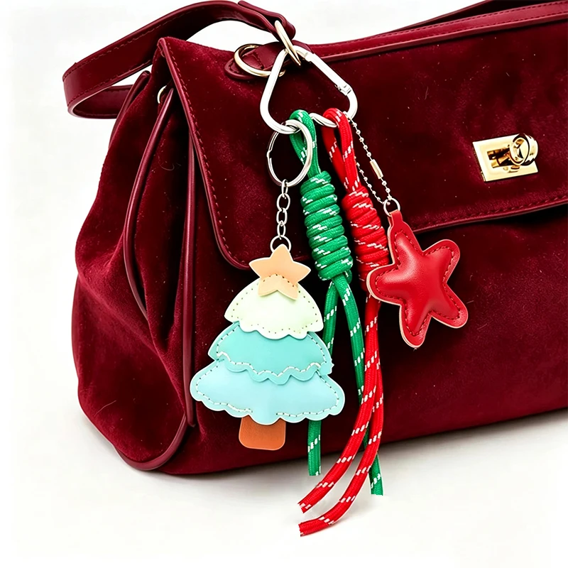 European And American Style Christmas Tree Simple Fashion Cute Pendant Keychain Bag Pendant Three-layer Keychain Small Versatile