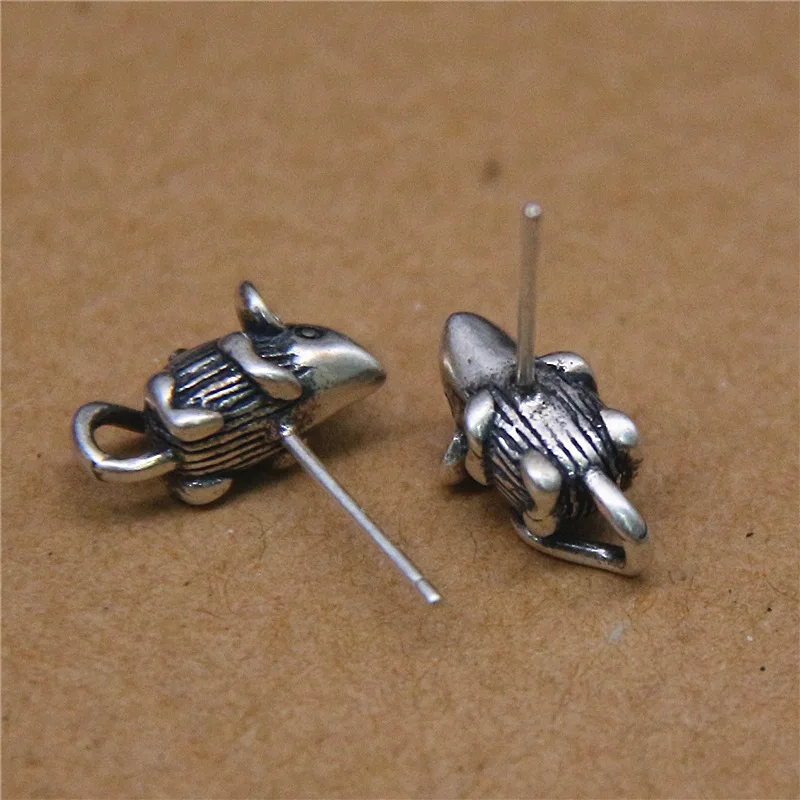 Fashion Silver Color Mouse Stud Earrings for Women Girl's Cute 3D Animal Earrings Birthday Gifts Party Jewelry Accessories