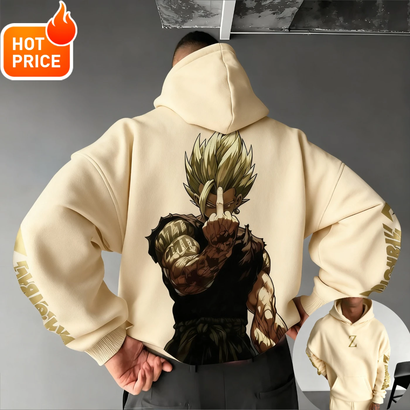 เสื้อฮู้ดผู้ชายลายซุนโกคู ดราก้อนบอล สไตล์ฮาราจูกุ สำหรับฤดูหนาว เสื้อสตรีทแวร์วินเทจทรงโอเวอร์ไซส์ เสื้อฮู้ดแขนยาวแบบยูนิเซ็กส์