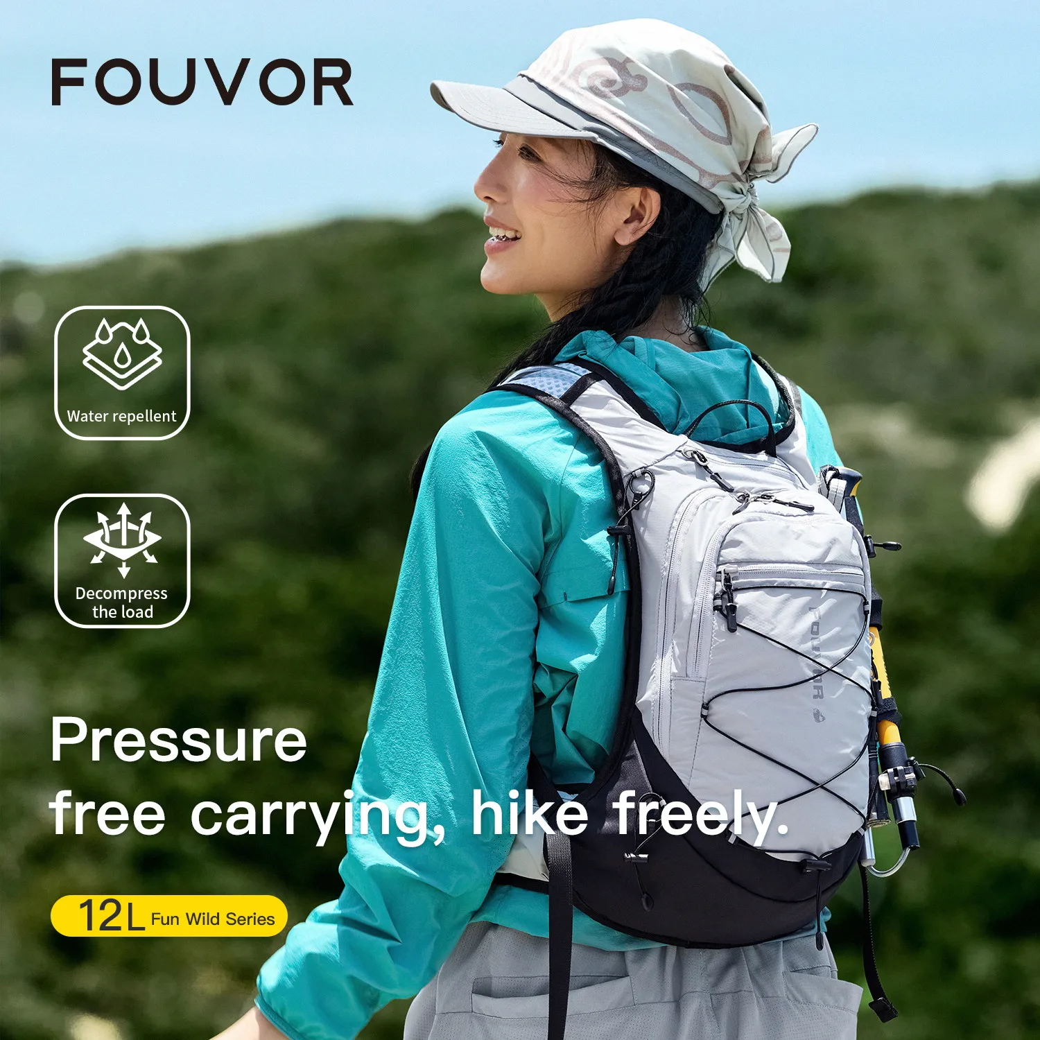 Fouvor Outdoor Hiking Backpack Women Breathable Pressure‑Relief Lightweight Daypack Travel Gear for Men Casual Backpacks 3100-08