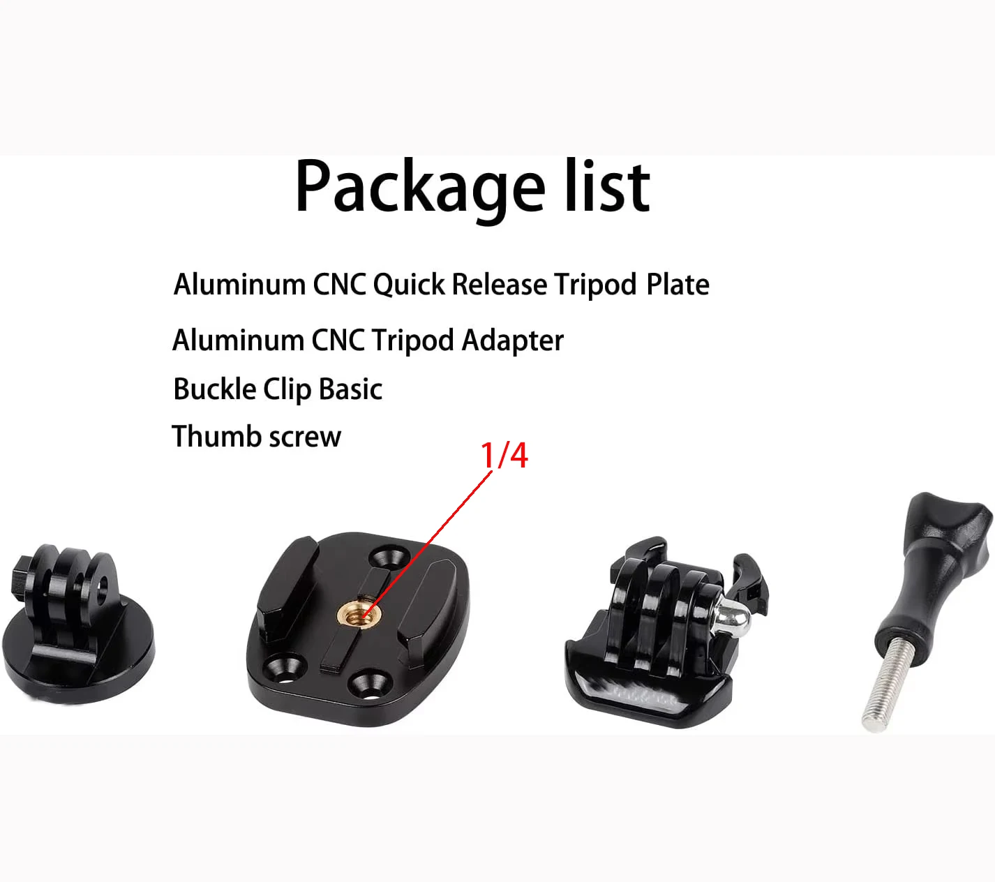 1/4 Tripod/Monopod Adapter Mount Compatible with GoPro Hero 11 10 9 8 7 6 5 Camera, AKASO, Insta360,DJI Osmo Action 2 3 CNC Quic