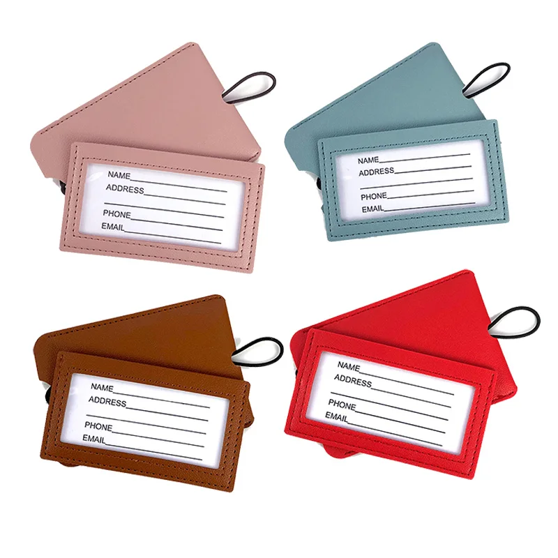 

Fashion Women Solid Color Suitcase Luggage Tags ID Address Holder Baggage Boarding Tag Leather Portable Label Travel Accessories