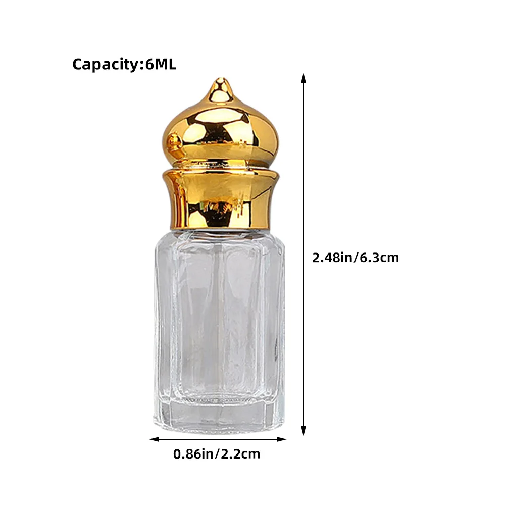 6 قطع من زجاجات عطر الزيوت العطرية الدوارة القابلة لإعادة الملء، حاويات زيوت التعبئة والتغليف، عطر رائع للسفر