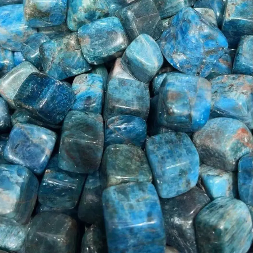 1000g/bag Nature In Blue Apatite Quartz Crystal Tumbled Cube Reiki Stone Healing Home Decoration For Sale