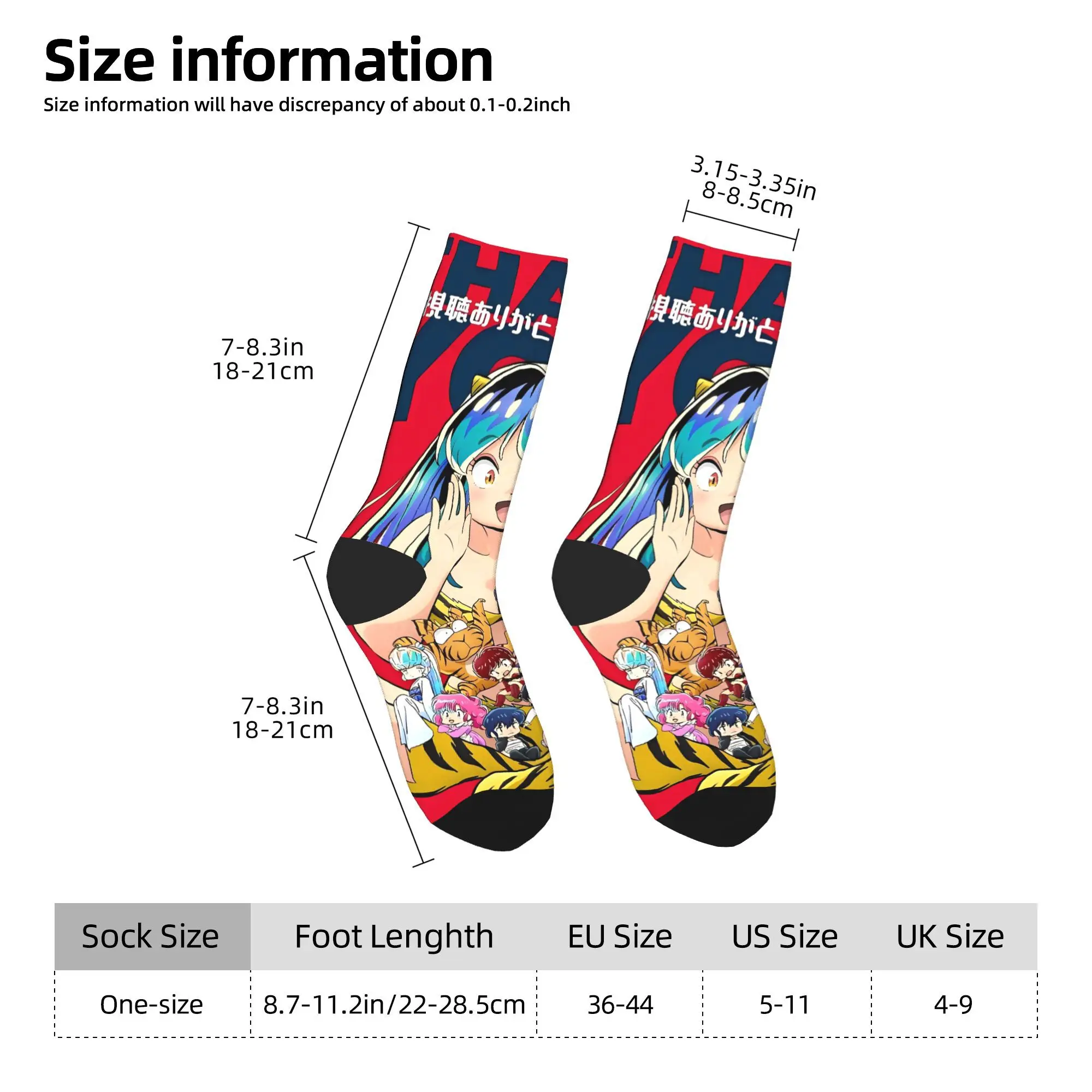 Goth Lum Urusei Yatsura Socks  Gothic Stockings Couple High Quality Climbing Socks Winter Graphic Anti Slip Socks