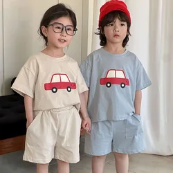 MILANCEL New Summer Kids Clothes Suit Children Cute Cartoon Car T-shirt + Shorts Boys Thin Style Outfit 2PCS