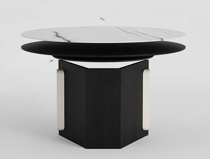 

LJY*Italian minimalist microcrystalline stone dining table Small apartment light luxury rock slab household dining table