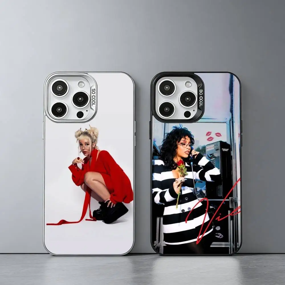 

S-Singer D-Doja Cat Scarlet Phone Case For iPhone 17,16,15,14,13,12,11 Plus,Pro Max,XS,Colored silver phone case