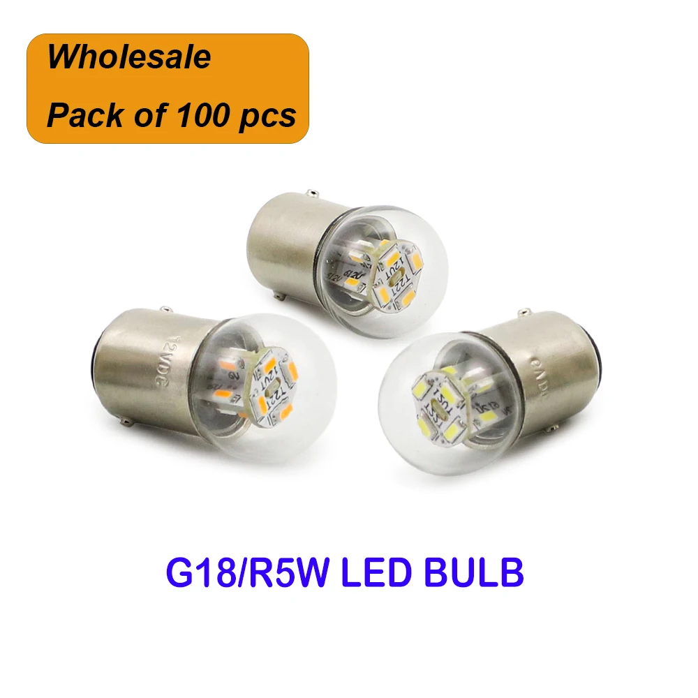 wholesale 6V Led Lights G18 R5w Led 12v 24V 48V Bulbs Equipment Indicator SMD 3014chips Signal Lamp Rear Pack of 100