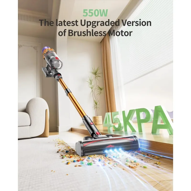 45000Pa Tangle Cordless Vacuum Cleaner 4 in 1 Upgraded Vacuum Handheld Versatile Vacuum Powerful Suction for Home Pet Hair
