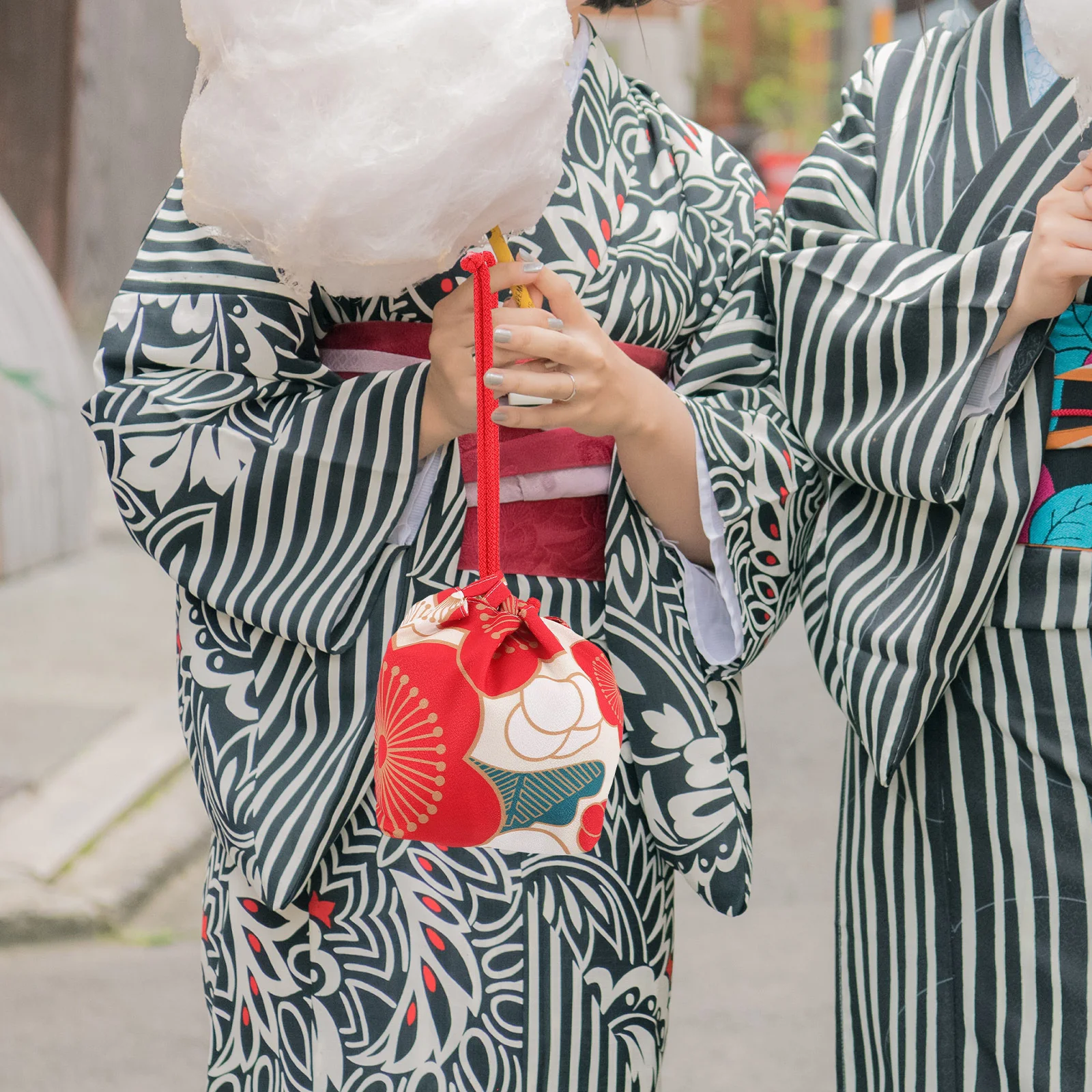 Japonês quimono cordão bolsa telefone bolsa de viagem hanfu jóias armazenamento japonês saco de cordão leve saco compacto