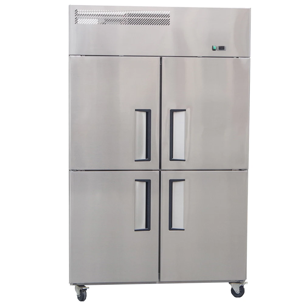 Professional four-door stainless steel commercial kitchen refrigerator equipment for food service and refrigeration