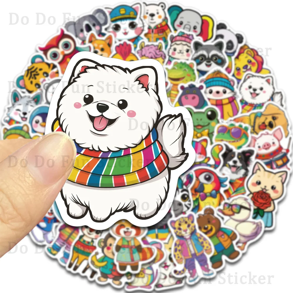 55PCS Cartoon Art Rainbow Style Animal Graffiti Stickers Waterproof PVC Gifts Decoration Guitar Water Cup Phone Case Luggage