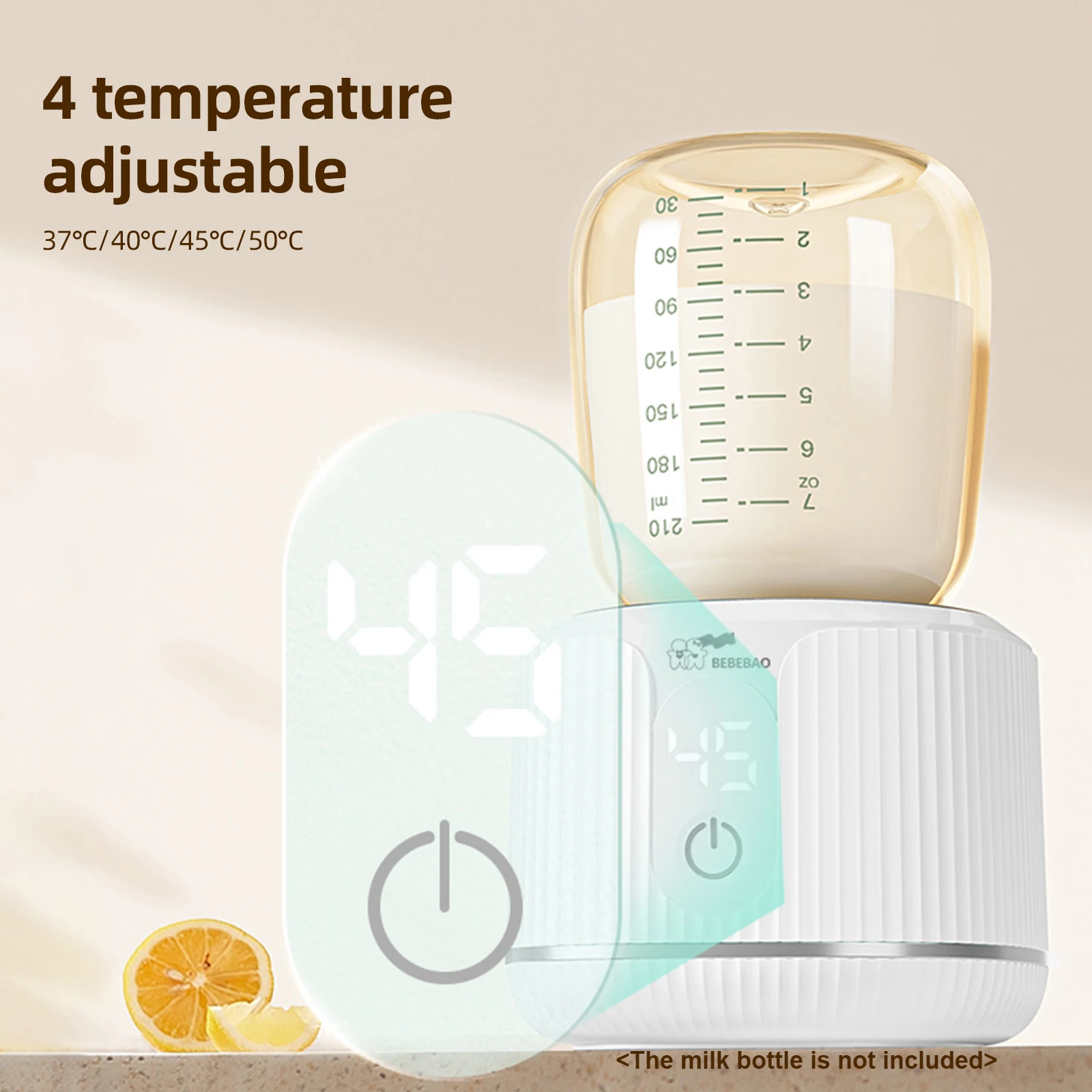 

YH-N01 Portable Baby Milk Bottle Warmer Wireless Milk Heater 4 Levels Temperature Adjustable Built-in Battery with 4pcs Adapters