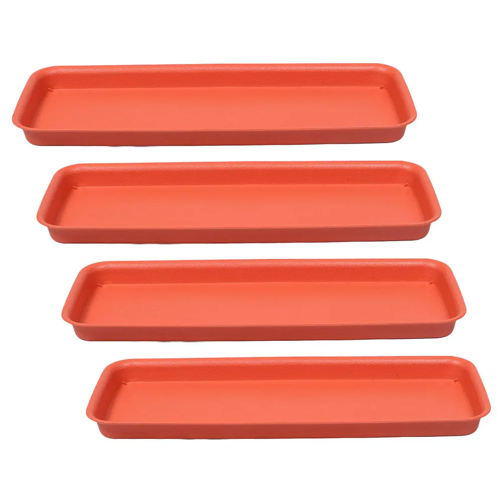 

4pcs Rectangular Plant Saucer Plastic Flower Pot Tray Drainage Base For Indoor Potted Plants Bonsai Garden Balcony Leakproof