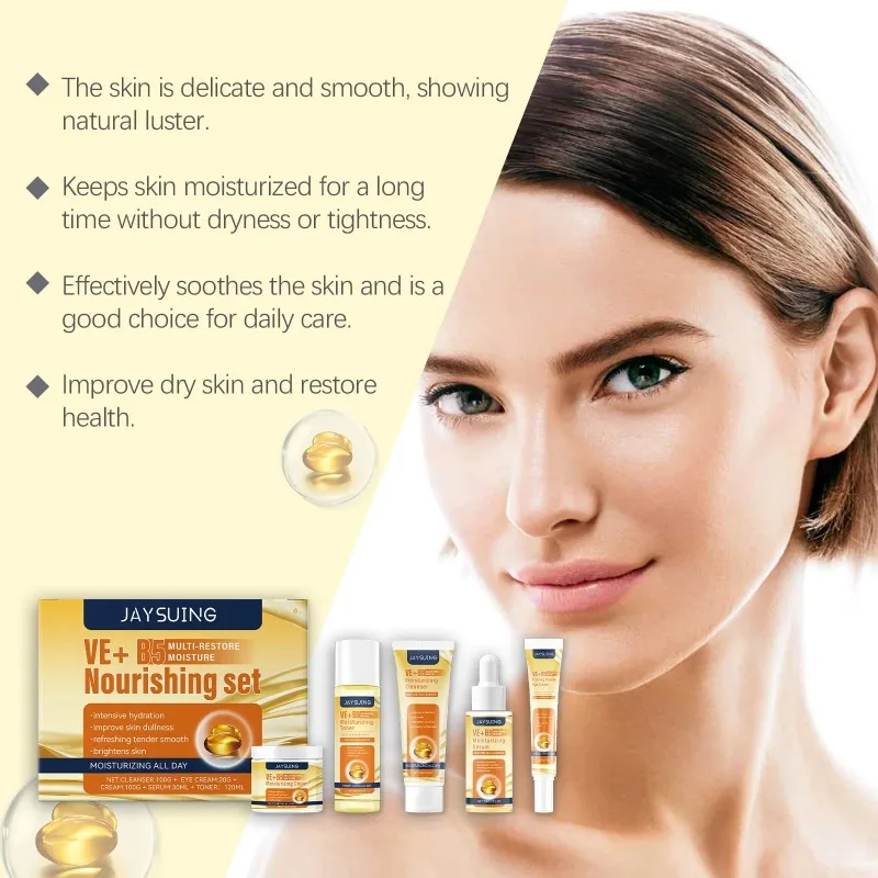 Jaysuing VE+B5 Multi-Restore Nourishing Skin Care Set Anti-Aging Firming Repair Eye Fade Brighten Dull Skin Facial Skincare Kit