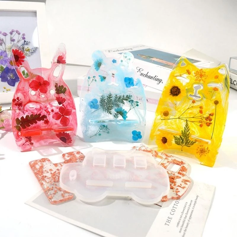 N5KA 1 Set Stand Holder Epoxy Resin Mold Cellphone Bracket Support Rack Silicone Mould DIY Crafts Home Decorations
