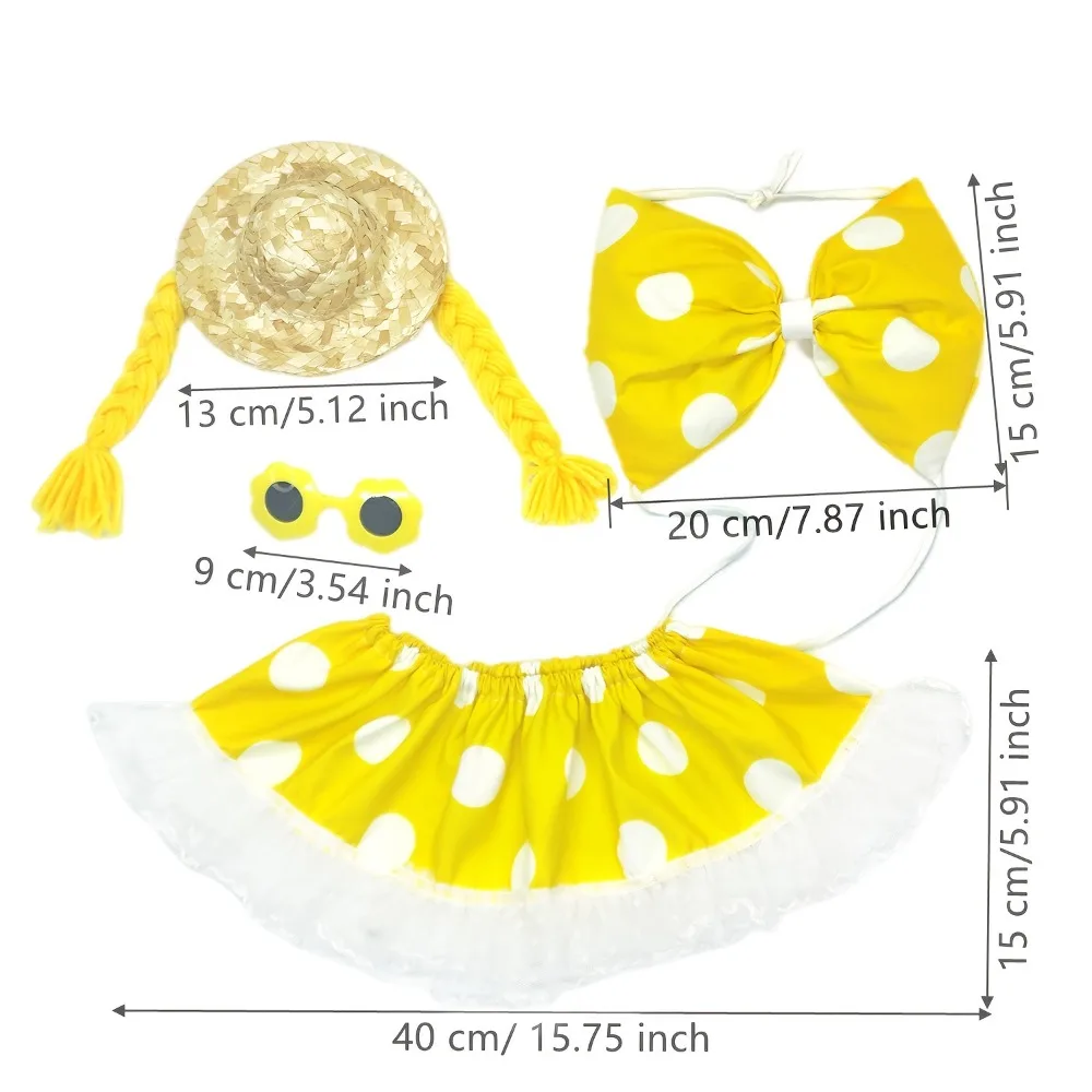 2026 New Arrival Hawaiian Style Porch Goose Outfit Yellow Large Polka Dot Two Piece Set Outdoor Statue Decor Clothing