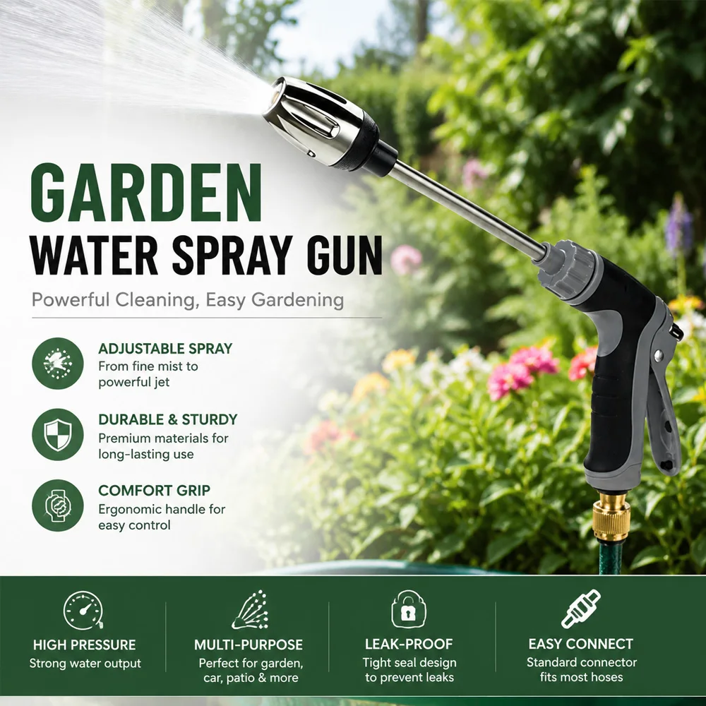 Portable High-Pressure Water Gun Adjustable Metal Cleaning Car Wash Machine Garden Watering Hose Nozzle Sprinkler Foam Water Gun