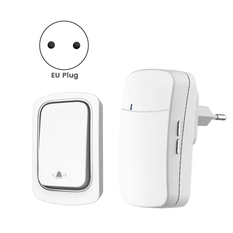 Wireless Doorbell No Battery Required Waterproof Self-Powered Door Bell Home Outdoor Kinetic Ring Chime Doorbell-EU Plug