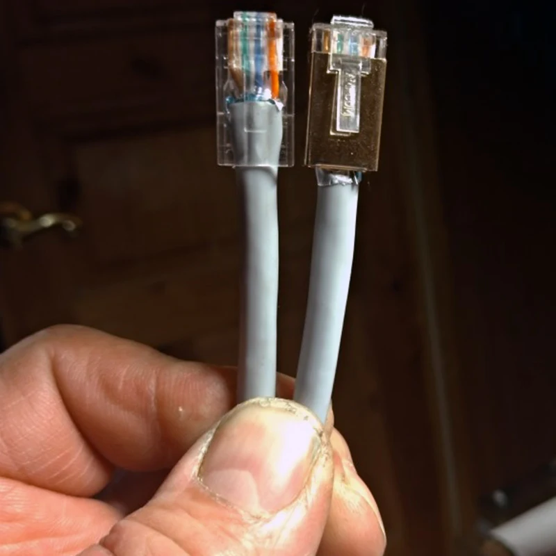 

Stable 100Pcs RJ45 Connector 6U Gold Plated Pass Through Ethernet Cables Module Plug Network RJ-45 Crystal Heads Cat5 Cat5e