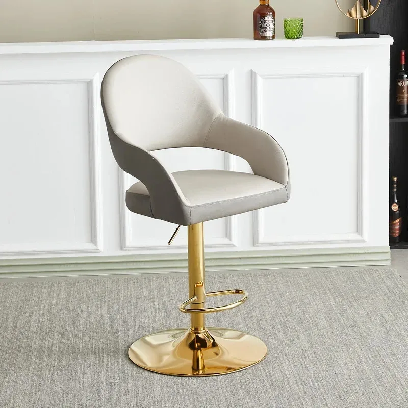 Adjustable Indoor Bar Stools Faux Modern Leather Disk Base Cover Dust Bar Stools European Lifting Taburete Alto Room Furnitures