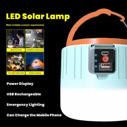 Outdoor LED Solar Lamp USB Rechargeable Camping Lantern Emergency Repairing Light with Remote Control Super Bright Night Bulb