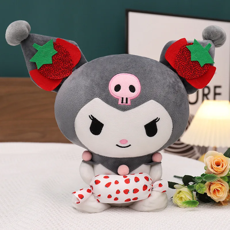 12/35cm Plushies Strawberry Candy Kuromi Toy Cute Girl Pillow Sanrio Melody Cinnamoroll Plush Dolls Decoration Bag Pendant Gift