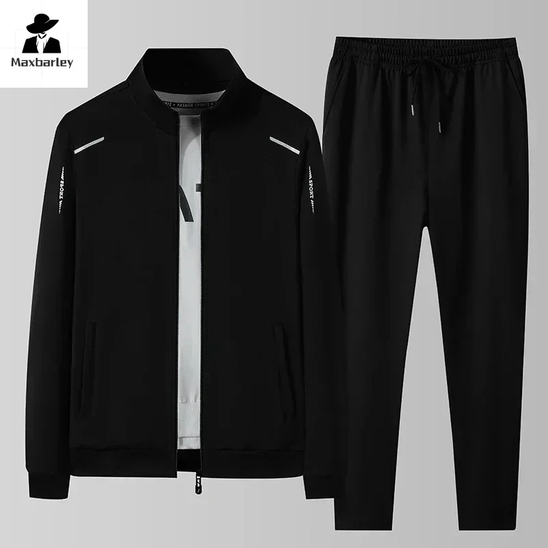 2024 musim semi musim gugur Sweatshirt celana panjang untuk pria Set dua potong hitam Tracksuit Hip Hop Streetwear pakaian olahraga lari