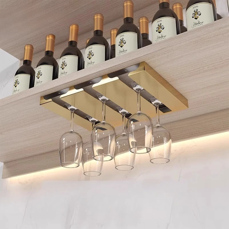 Thickened Aluminum Wine Glass Holder Multi-Layer Kitchen Cabinet Organizer Adhesive Mount Shelf Oxidation-Proof Wine Rack