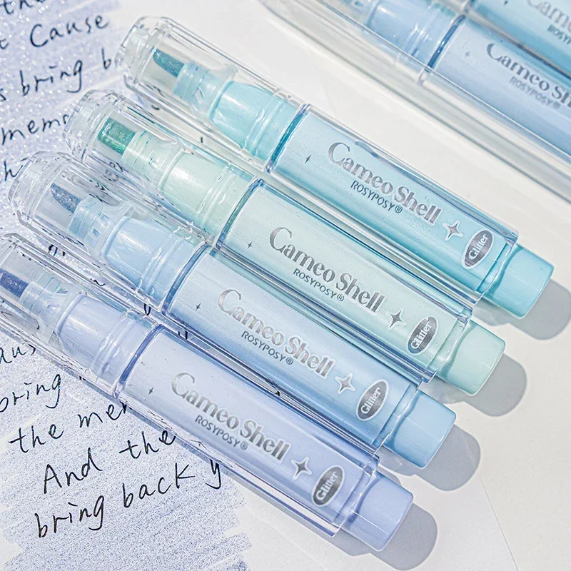 4 قطعة/المجموعة/مجموعة علامات هايلايتر لامعة أدوات مكتبية كاواي للعودة إلى اللوازم المدرسية لرسم الكتابة على الجدران ملحقات المدرسة