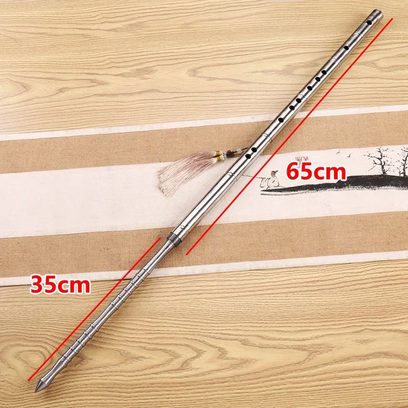 65CM Outdoor EDC Longquan Acciaio forgiato a mano Flauto multifunzionale Bastone corto Strumento per rompere le finestre portatile montato su auto