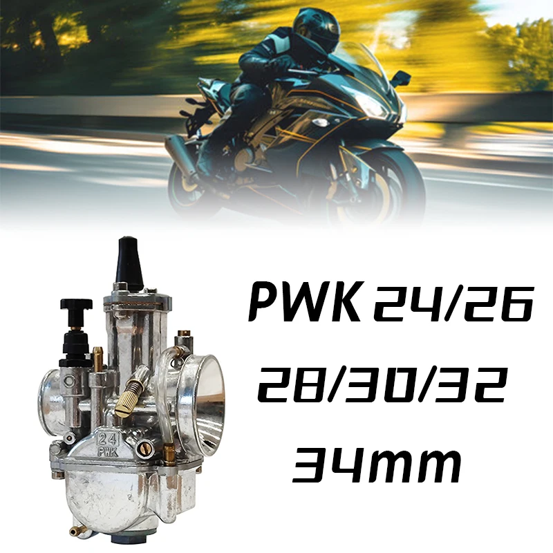 PWK Motorcycle Carburetor 24-34mm Chrome Racing Carb 2/4-Stroke 50-350cc Power Jet Engine Dirt Bike ATV Scooter