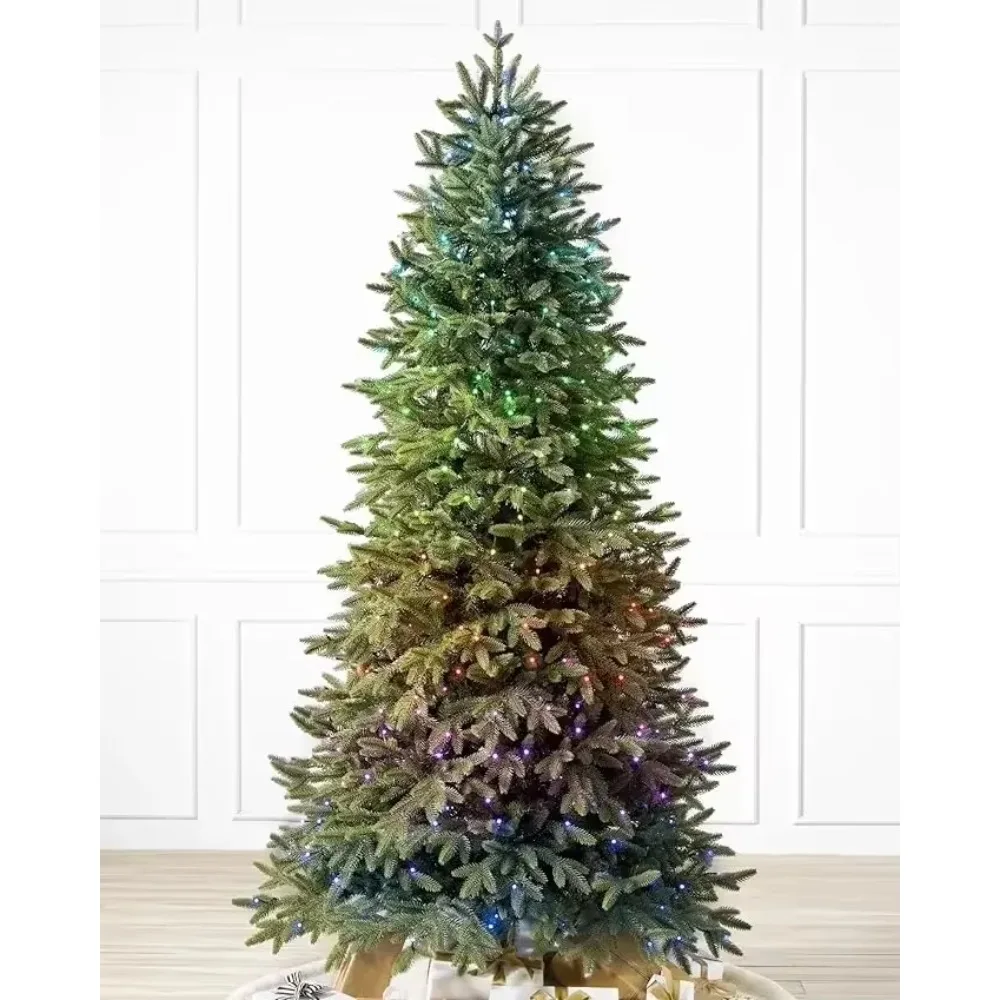 Balsam Hill Silverado Slim Artificial Christmas Tree Twinkly Light Show, 12ft True Needle Foliage Storage Bag Included